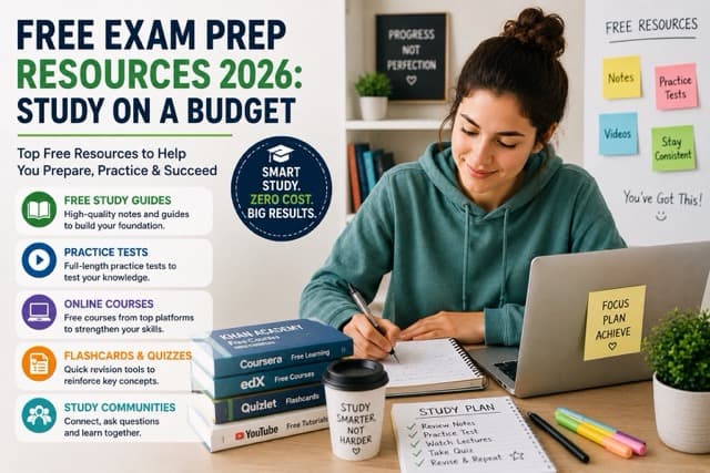 Student studying for exams using free online resources on a laptop
